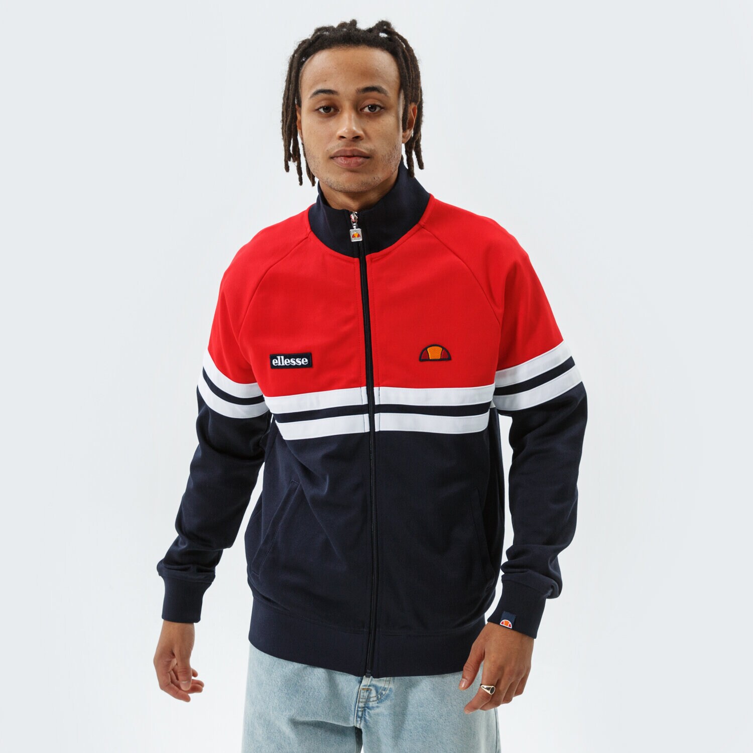 pánská mikina ELLESSE MIKINA ROZEPÍNACÍ   RIMINI TRACK TOP NAVY/RED SHI00892442 TMAVOMODRÁ