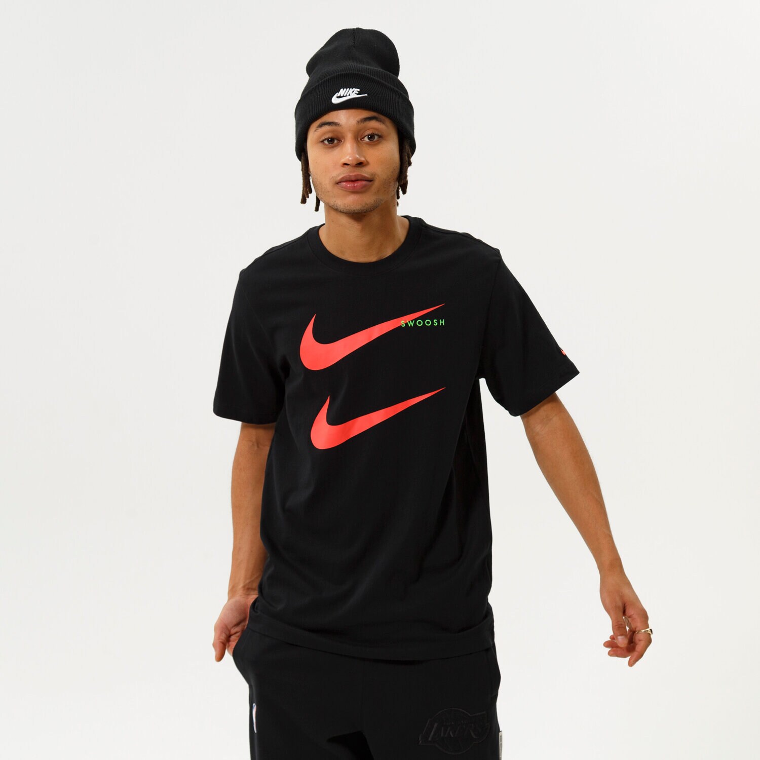 pánské tričko NIKE TRIČKO M NSW SS TEE SWOOSH PK 2 CU7278-011 ČERNÁ