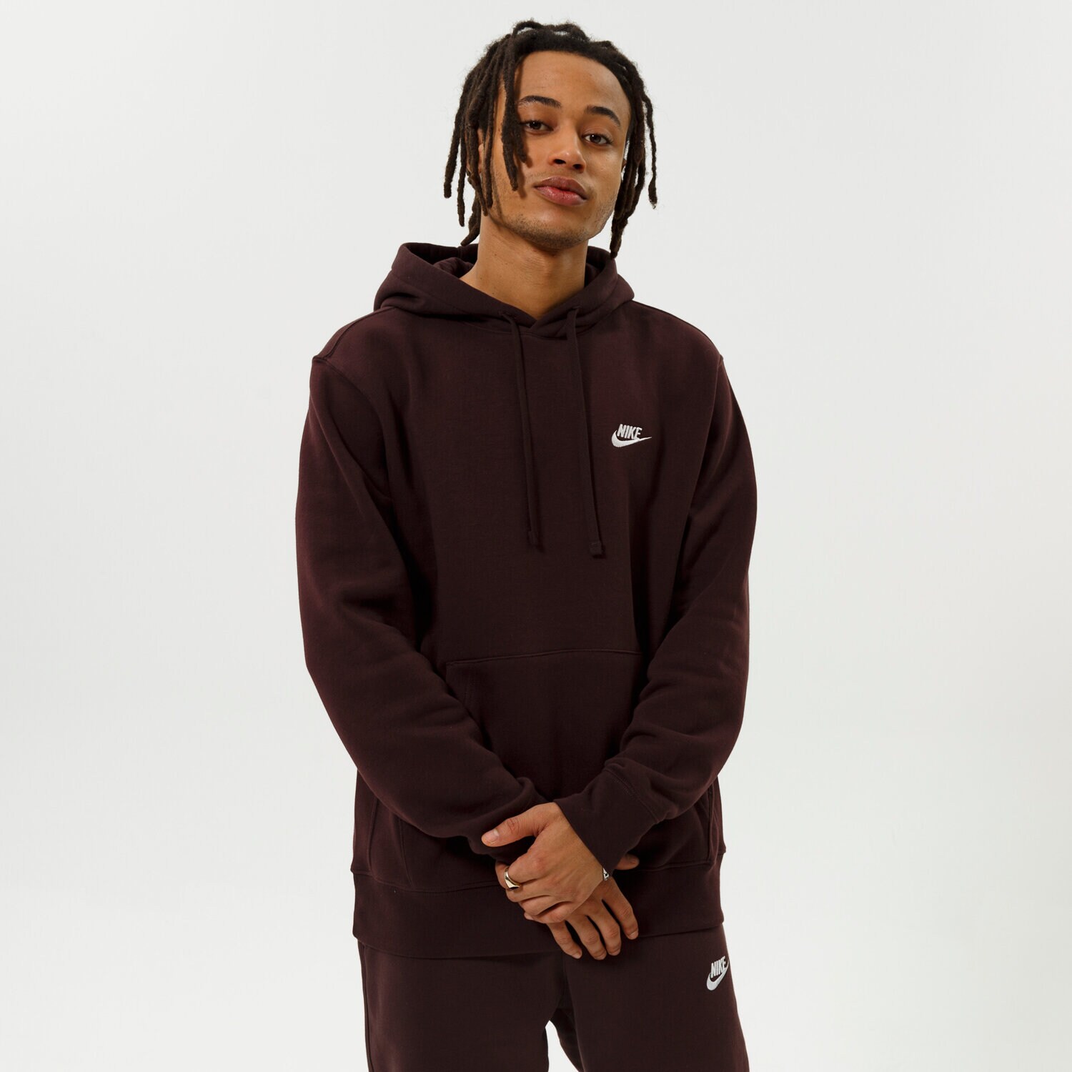 pánská mikina NIKE MIKINA S KAPUCÍ SPORTSWEAR CLUB FLEECE BV2654-203 BORDOVÁ