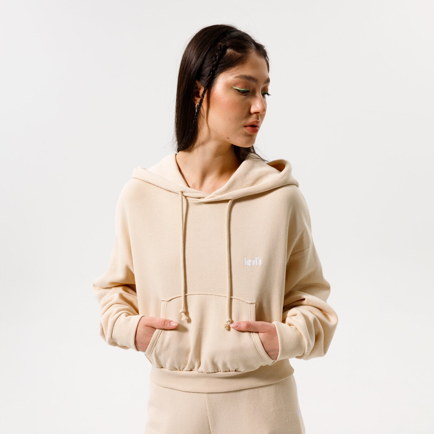 dámská mikina LEVI'S MIKINA S KAPUCÍ LAUNDRY DAY SWEATSHIRT A1782-0000 BÉŽOVÁ