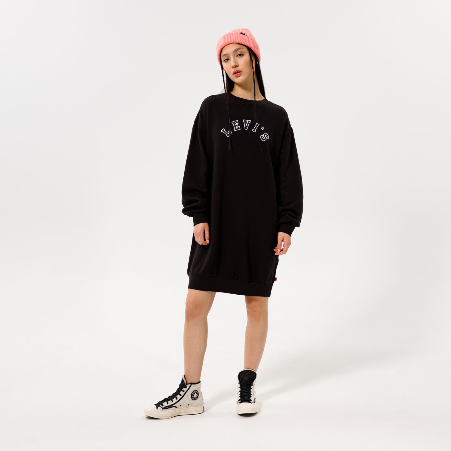 dámské šaty LEVI'S ŠATY YUNA SWEATSHIRT DRESS A0834-0003 ČERNÁ