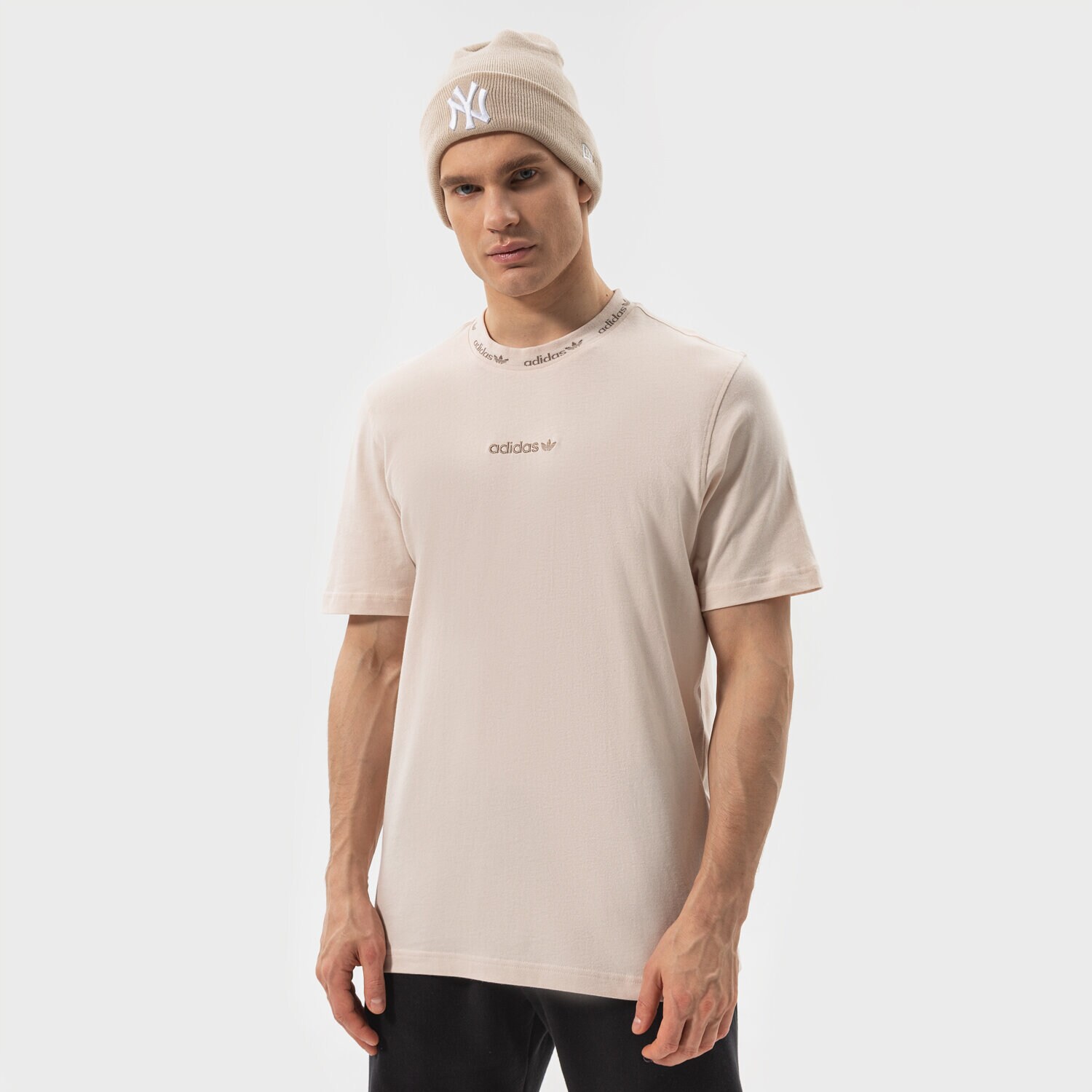 pánské tričko ADIDAS TRIČKO TREFOIL LINEAR RIB TEE HM2658 BÉŽOVÁ