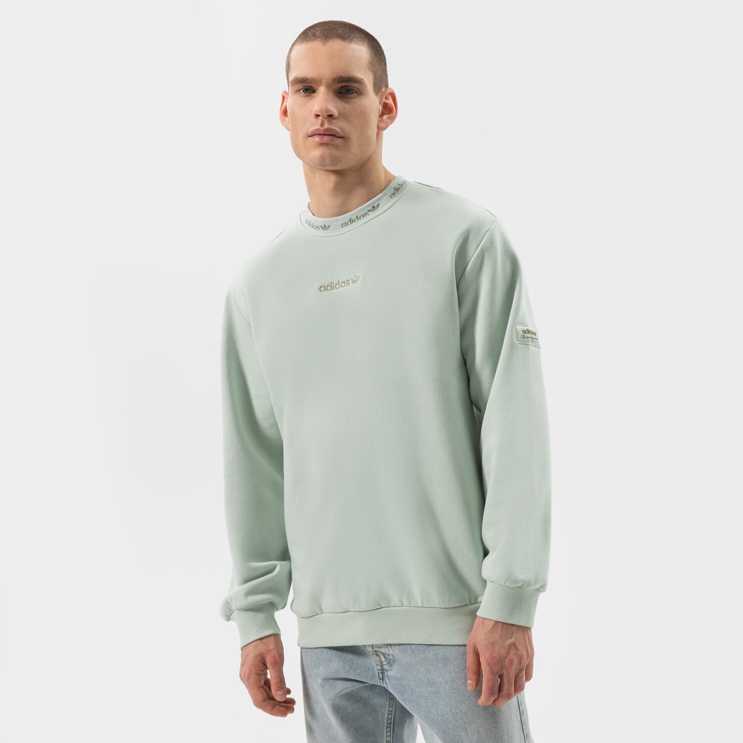 pánská mikina ADIDAS MIKINA TREFOIL LINEAR LABEL SWEATSHIRT HM2665 ZELENÁ