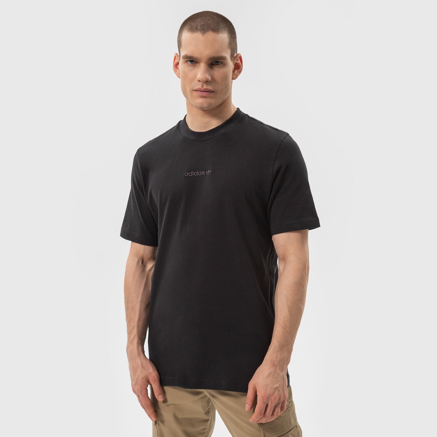 pánské tričko ADIDAS TRIČKO TREFOIL LINEAR RIB TEE HM2660 ČERNÁ