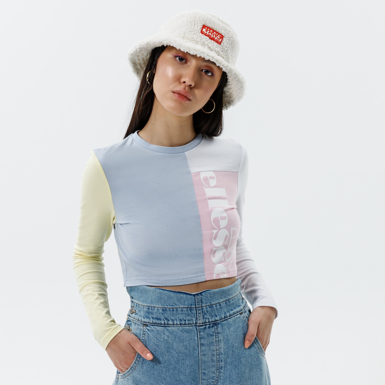 dámské tričko ELLESSE TRIČKO POMERIGGIO LS CROP TRIČKO MLT SGJ11879940 VÍCEBAREVNÁ