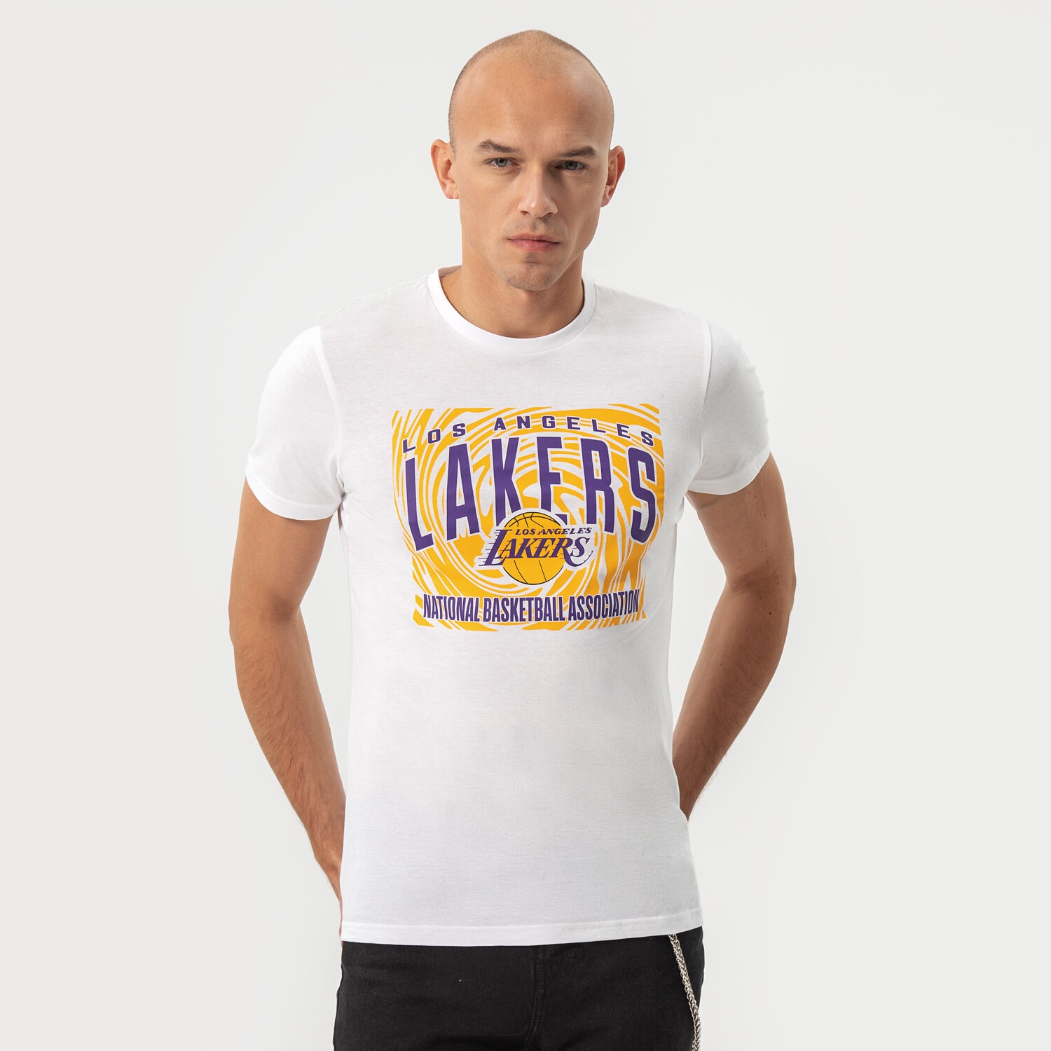 pánské tričko NEW ERA TRIČKO TEE LAKERS WHT 13051080 BÍLÁ