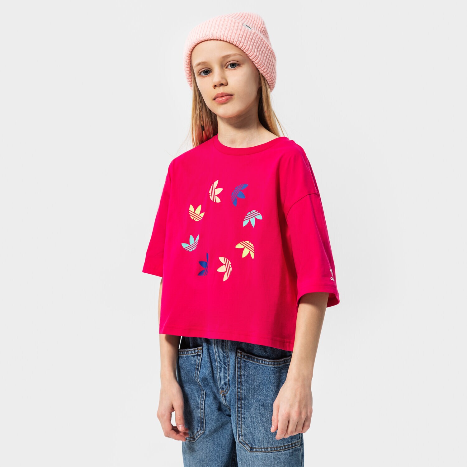 dětské tričko ADIDAS TRIČKO CROPPED TEE GIRL HE4776 RŮŽOVÁ