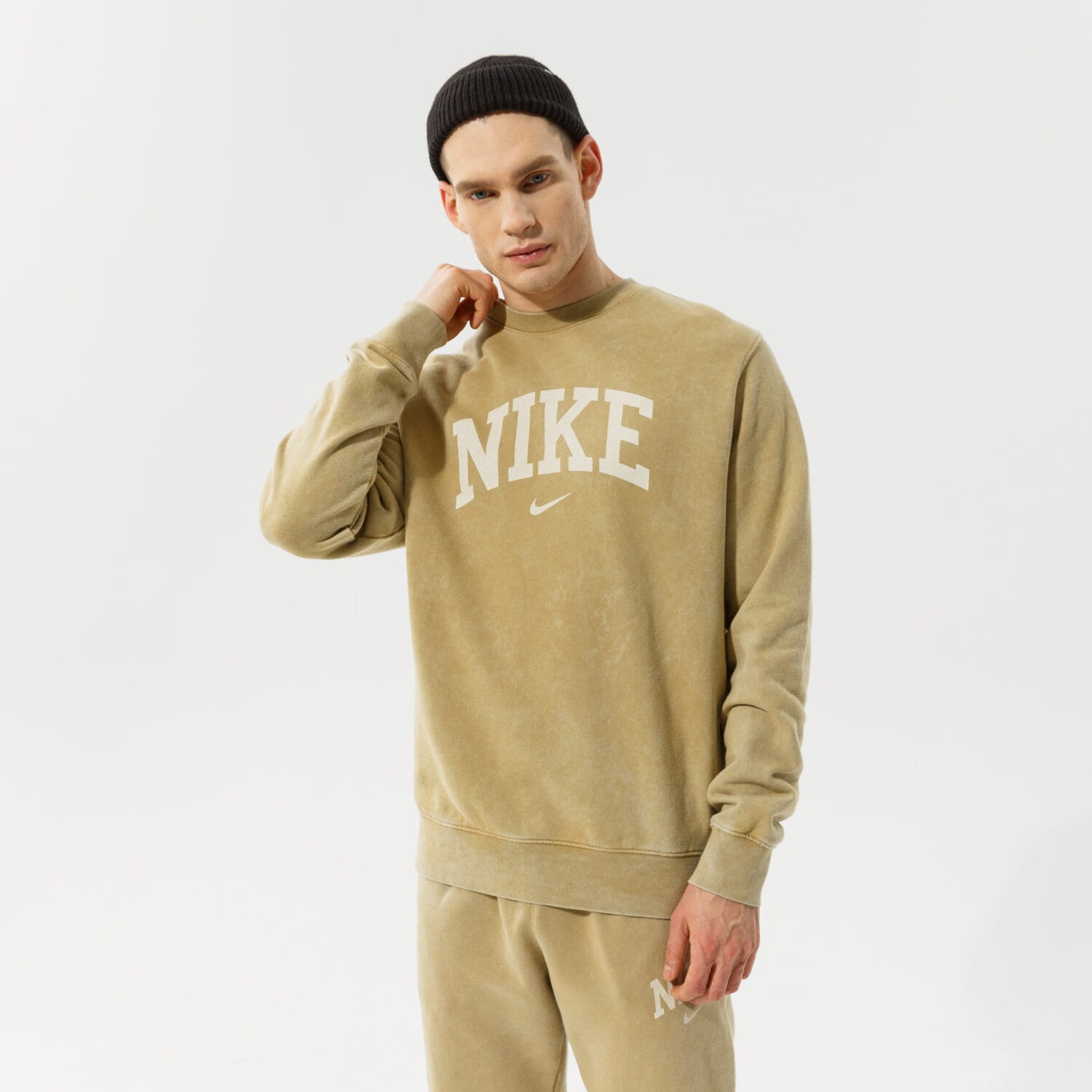 pánská mikina NIKE MIKINA M NSW ARCH FLC CREW FT DC0722-297 KHAKI