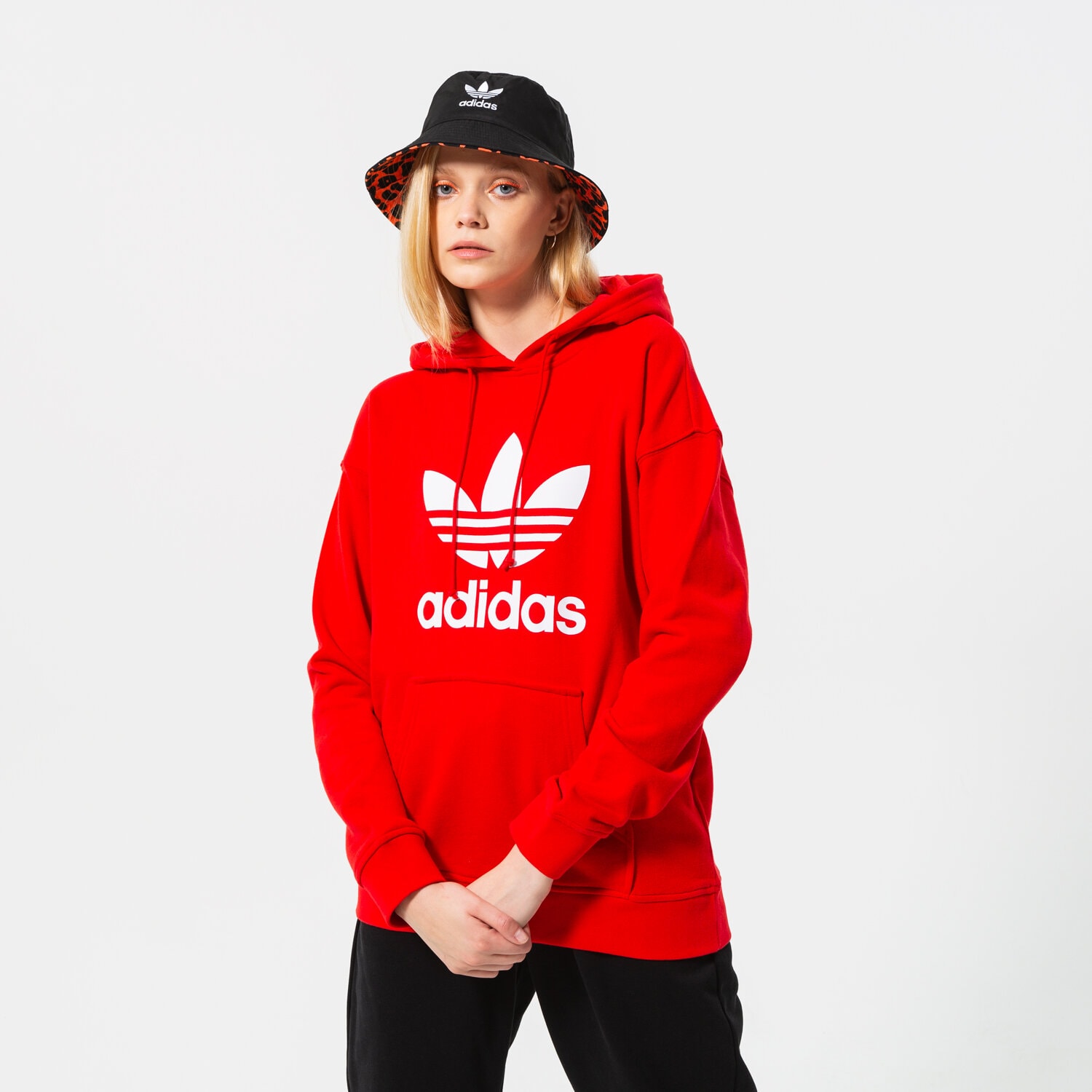 dámská mikina ADIDAS MIKINA S KAPUCÍ TRF HOODIE HE6953 ČERVENÁ