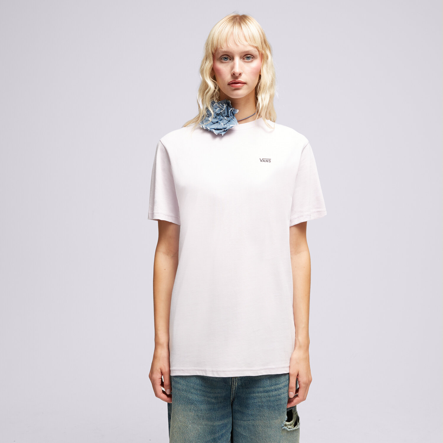 dámské tričko VANS TRIČKO LEFT CHEST LOGO TEE EM VN0A7RSRYEU1 FIALOVÁ