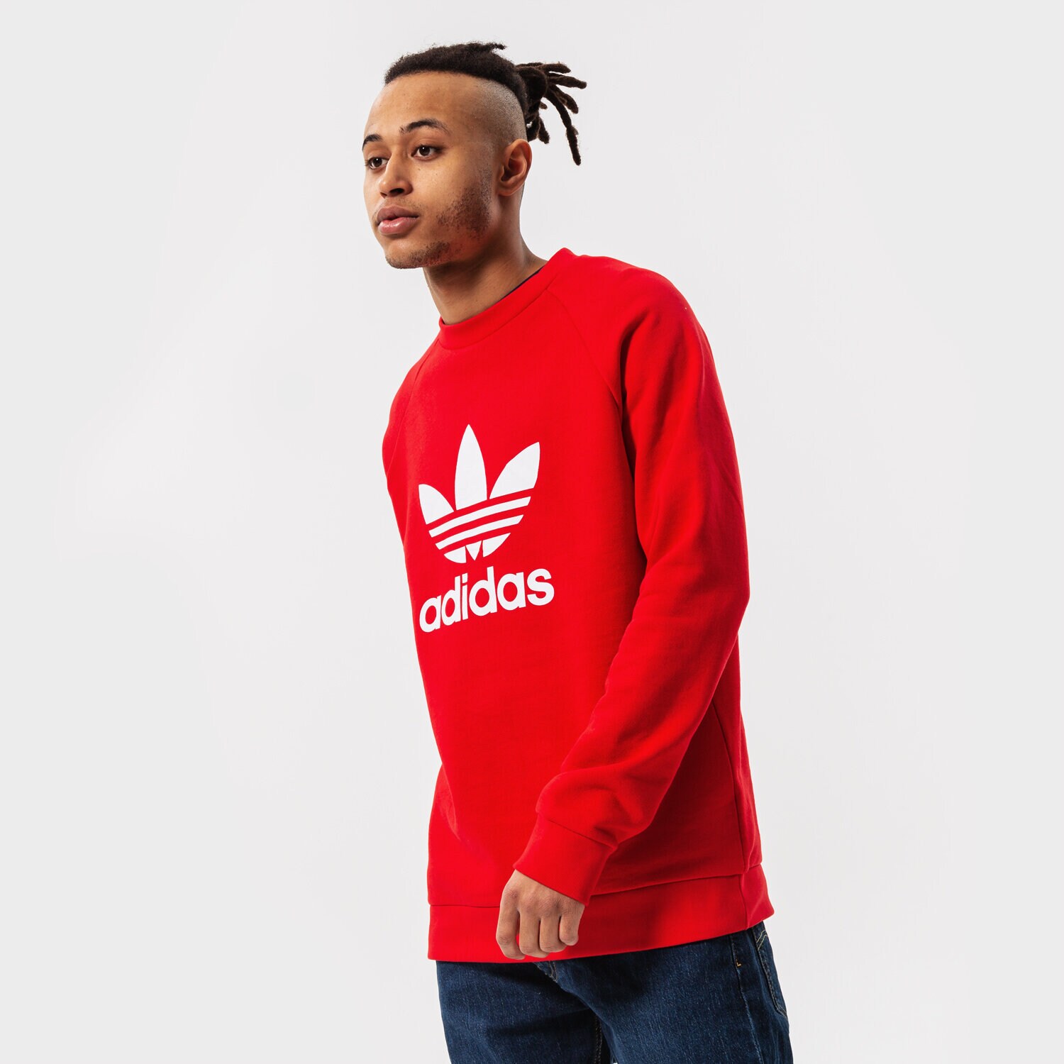 pánská mikina ADIDAS MIKINA TREFOIL CREW HE9489 ČERVENÁ