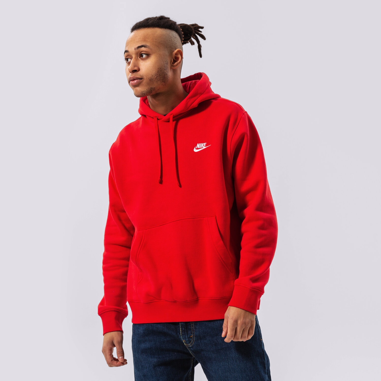 pánská mikina NIKE MIKINA S KAPUCÍ SPORTSWEAR CLUB FLEECE BV2654-657 ČERVENÁ