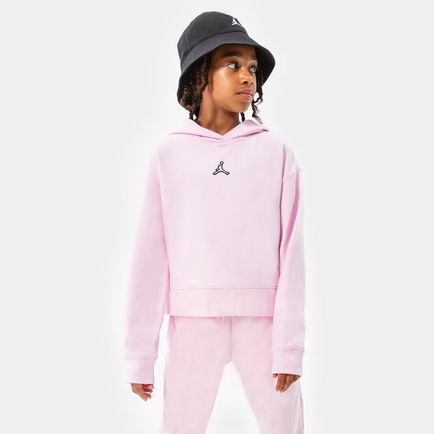 dětská mikina JORDAN MIKINA S KAPUCÍ ESSENTIALS BOXY GIRL 45A858-A9Y RŮŽOVÁ