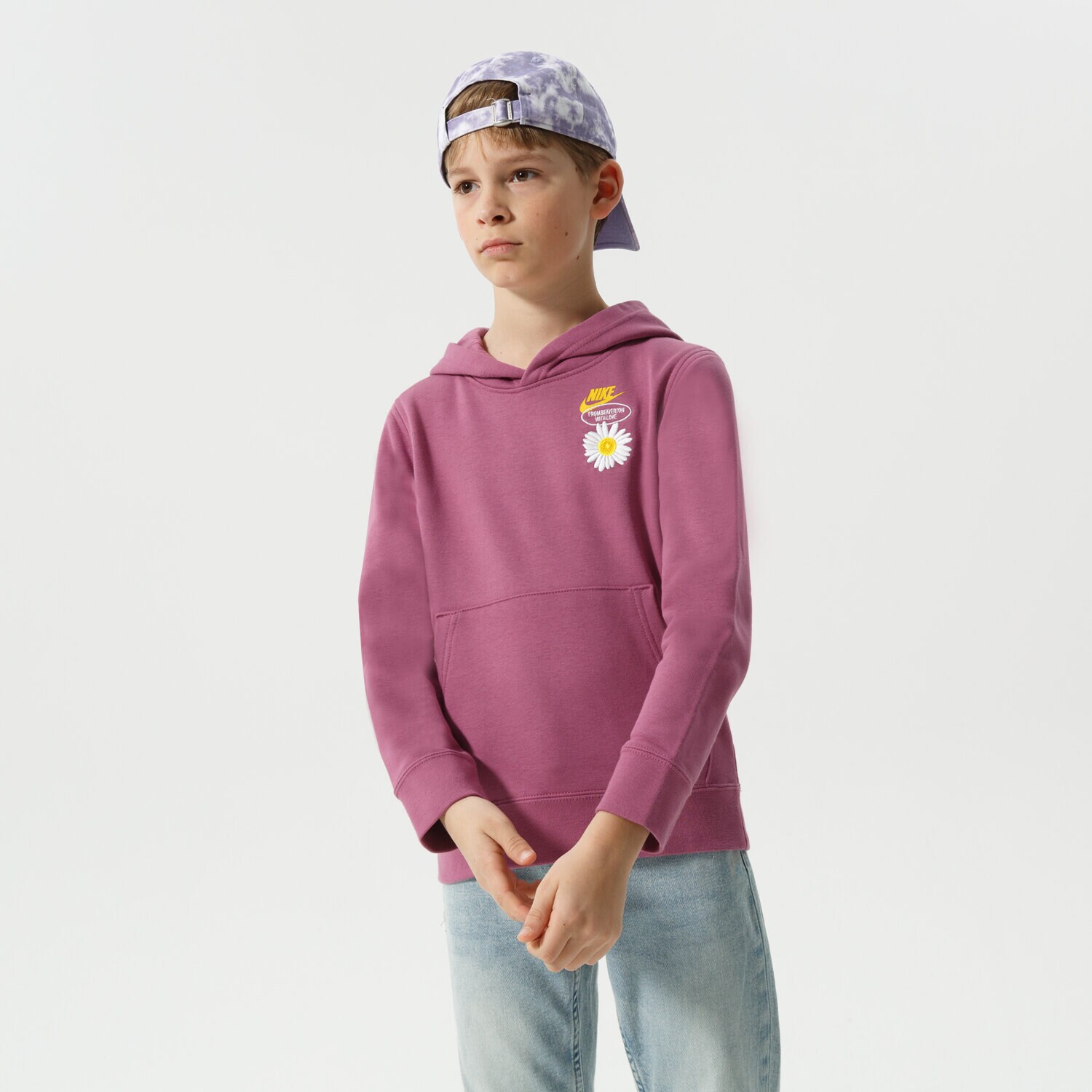 dětská mikina NIKE MIKINA S KAPUCÍ B NSW HBR STMNT HOODED PO BOY DM8092-507 FIALOVÁ