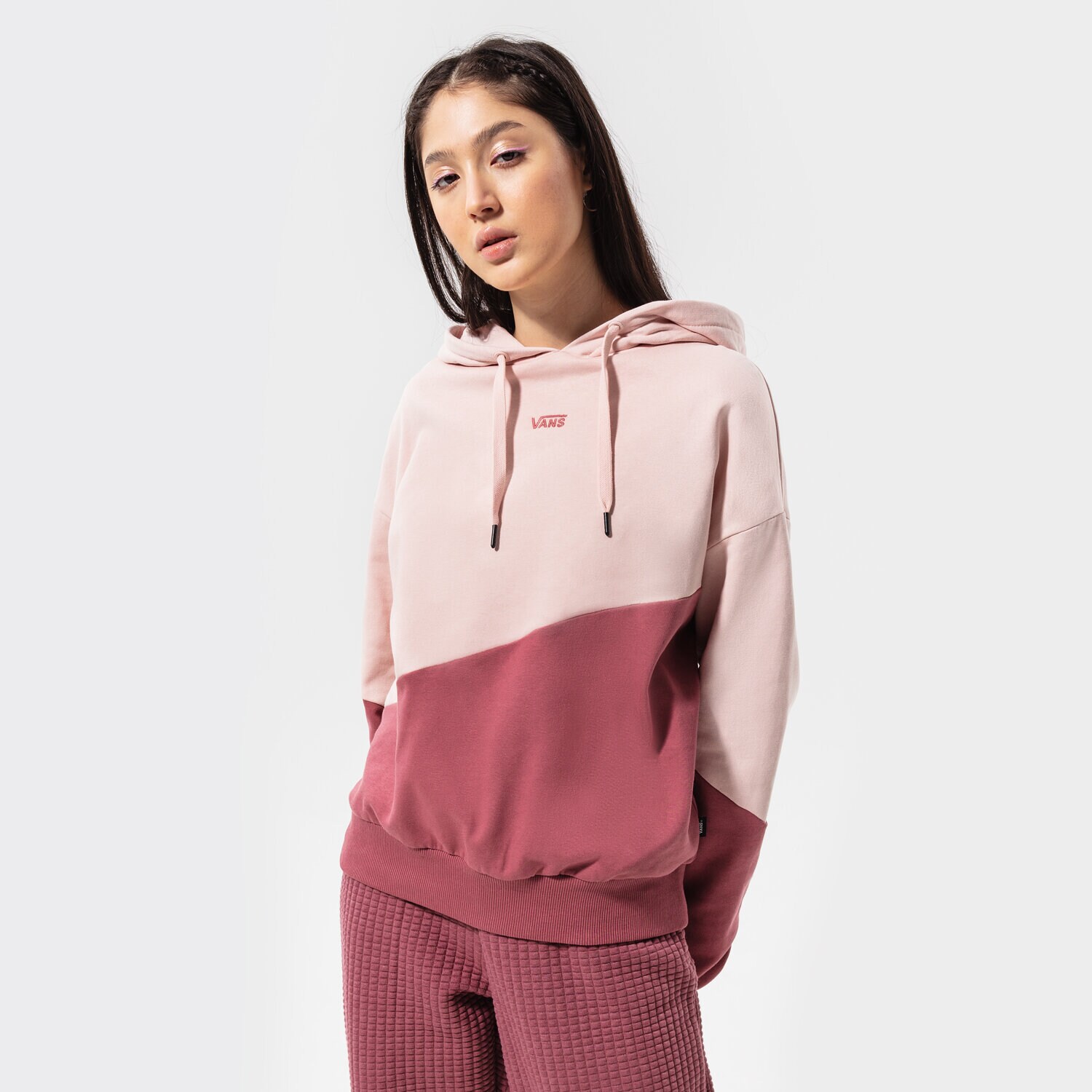 dámská mikina VANS MIKINA S KAPUCÍ BLOCKED OFF HOODIE VN0A5LKKYRR1 RŮŽOVÁ