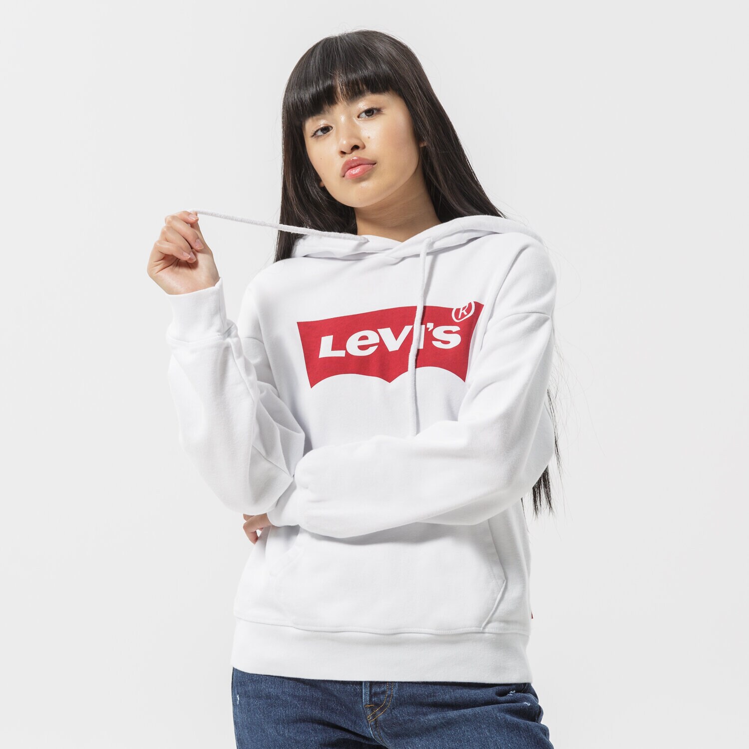 dámská mikina LEVI'S MIKINA S KAPUCÍ GRAPHIC STANDARD HOODIE 18487-0024 BÍLÁ