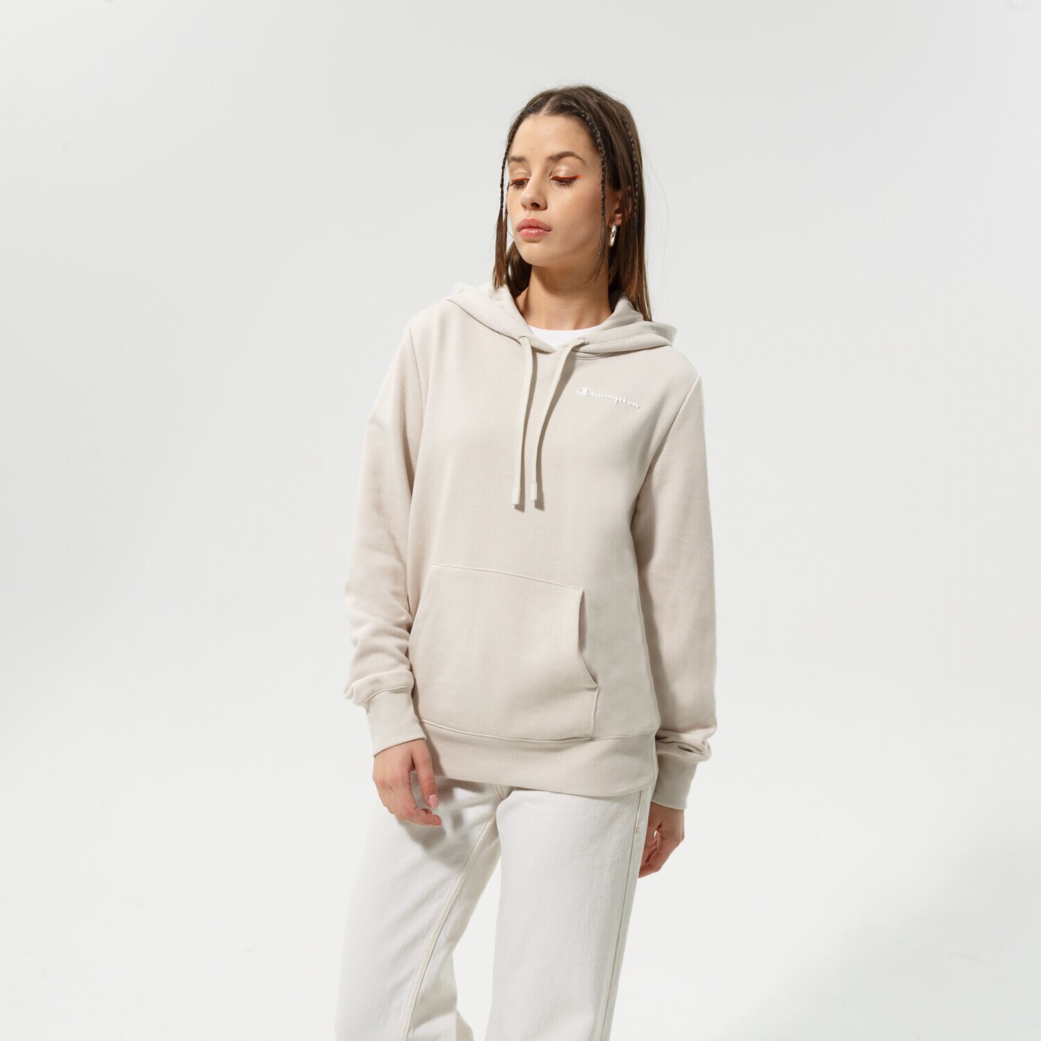 dámská mikina CHAMPION MIKINA S KAPUCÍ HOODED SWEATSHIRT 114859MS014 BÉŽOVÁ