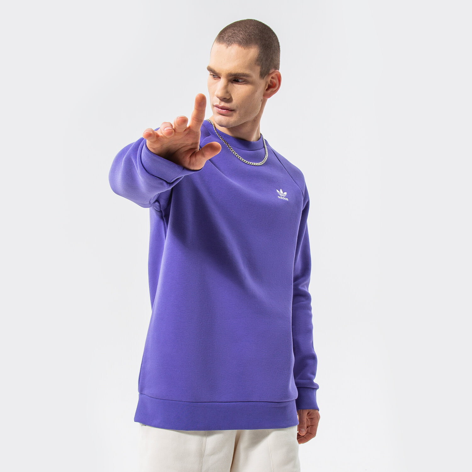 pánská mikina ADIDAS MIKINA ESSENTIAL CREW HE9426 FIALOVÁ