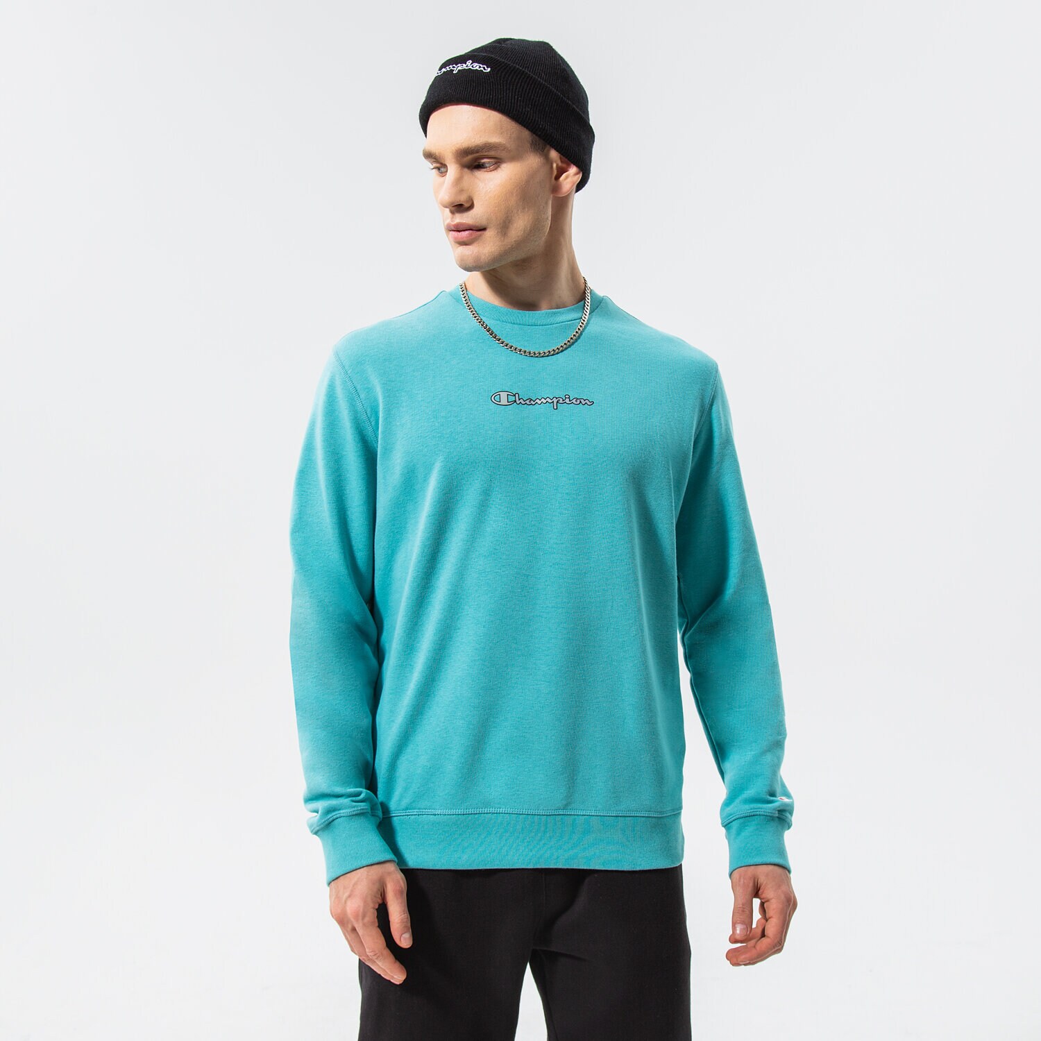 pánská mikina CHAMPION MIKINA CREWNECK SWEATSHIRT 217216BS148 ZELENÁ