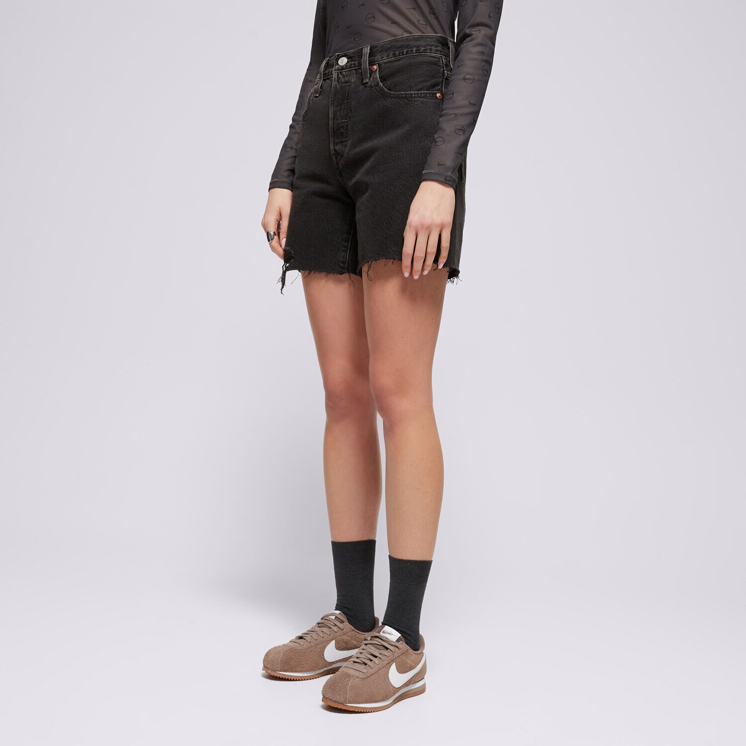 dámské kraťasy LEVI'S ŠORTKY  501 MID THIGH 85833-0016 ČERNÁ