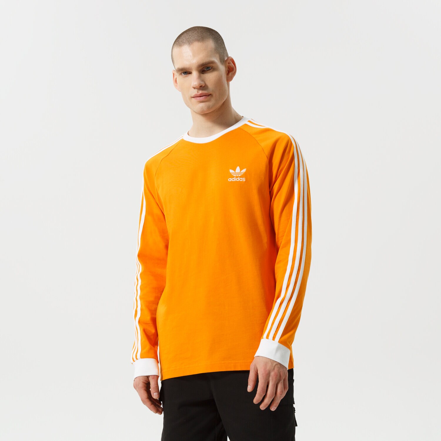 pánské tričko ADIDAS TRIČKO 3-STRIPES LS T HE9531 ORANŽOVÁ