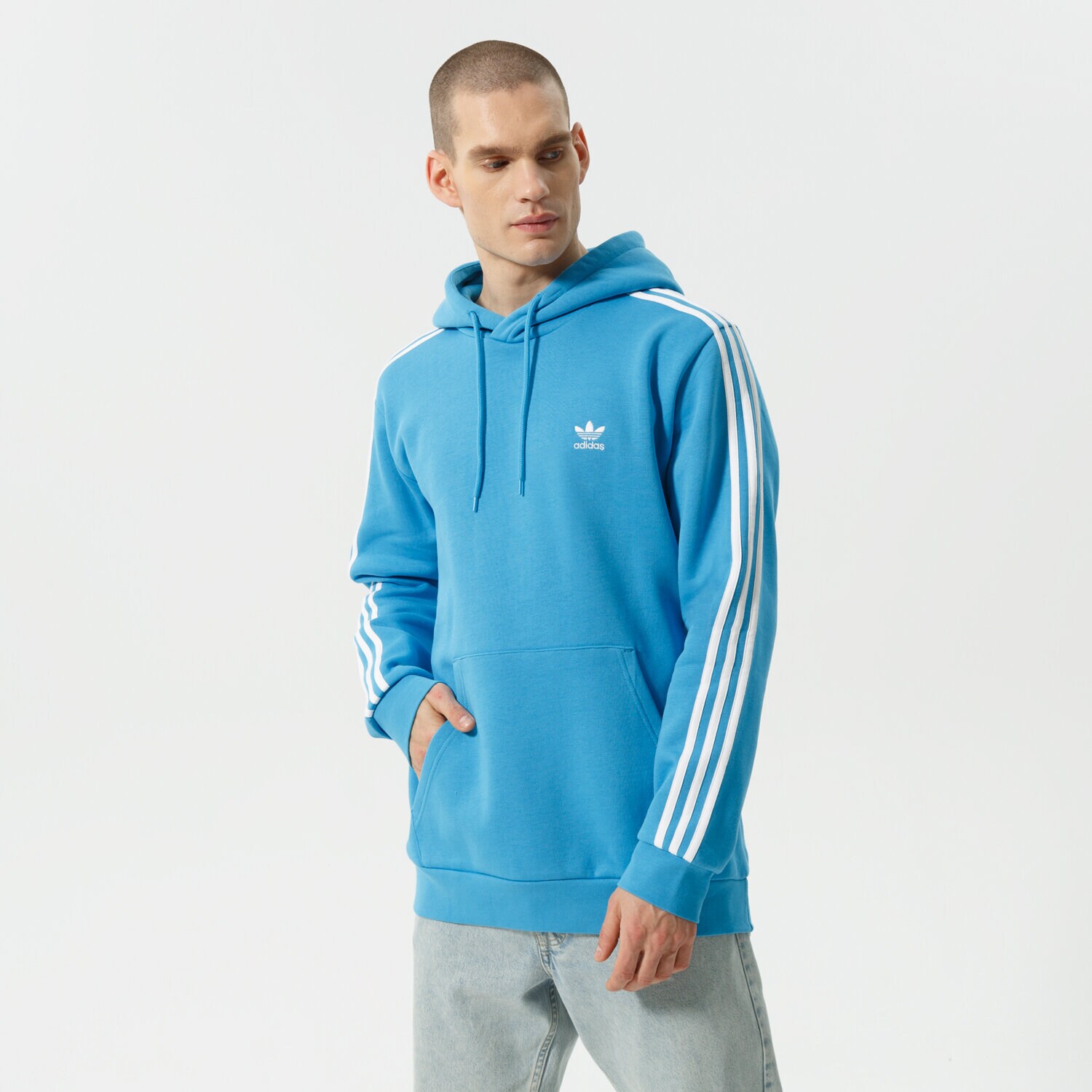 pánská mikina ADIDAS MIKINA S KAPUCÍ 3-STRIPES HOODY HE9476 MODRÁ