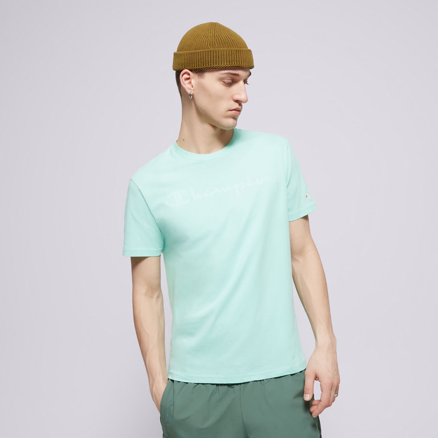 pánské tričko CHAMPION TRIČKO CREWNECK TEE 216957GS101 ZELENÁ