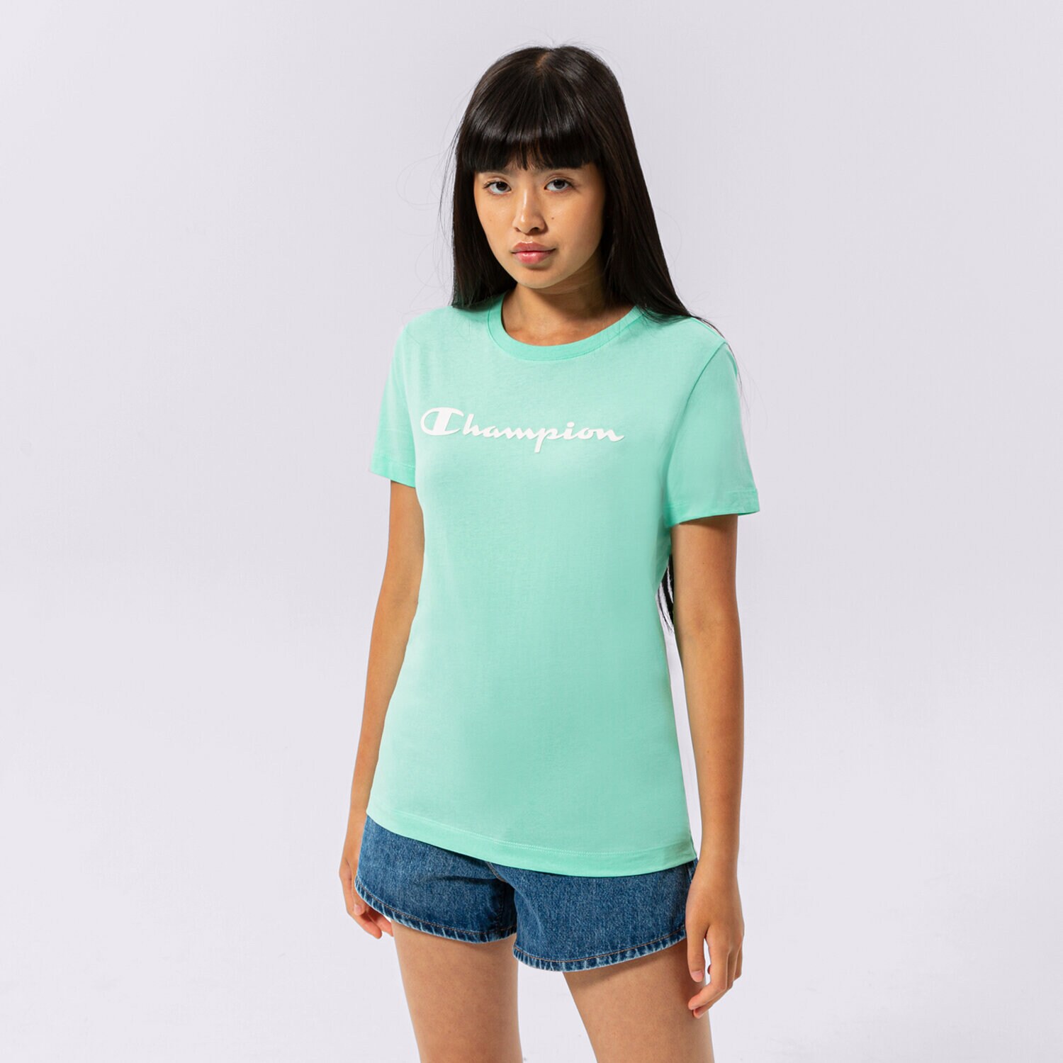 dámské tričko CHAMPION TRIČKO CREWNECK TRIČKO 114911GS101 ZELENÁ