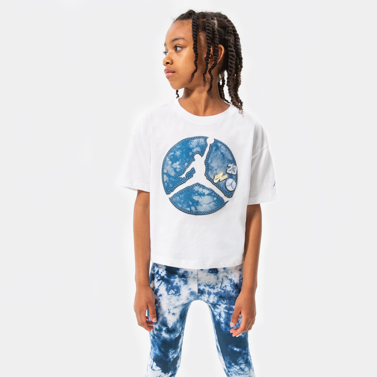 dětské tričko JORDAN TRIČKO JUMPMAN DENIM PLAY TEE GIRL 45B541-001 BÍLÁ