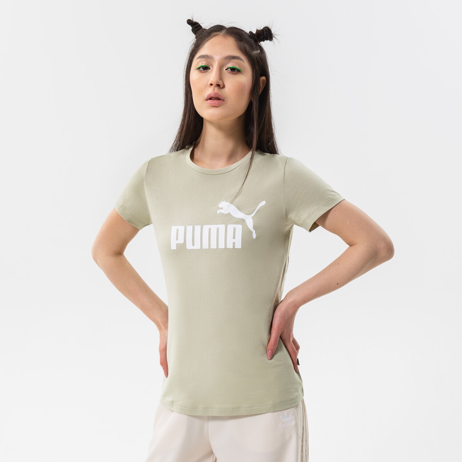 dámské tričko PUMA TRIČKO ESS LOGO TEE (S) 586775 85 ZELENÁ