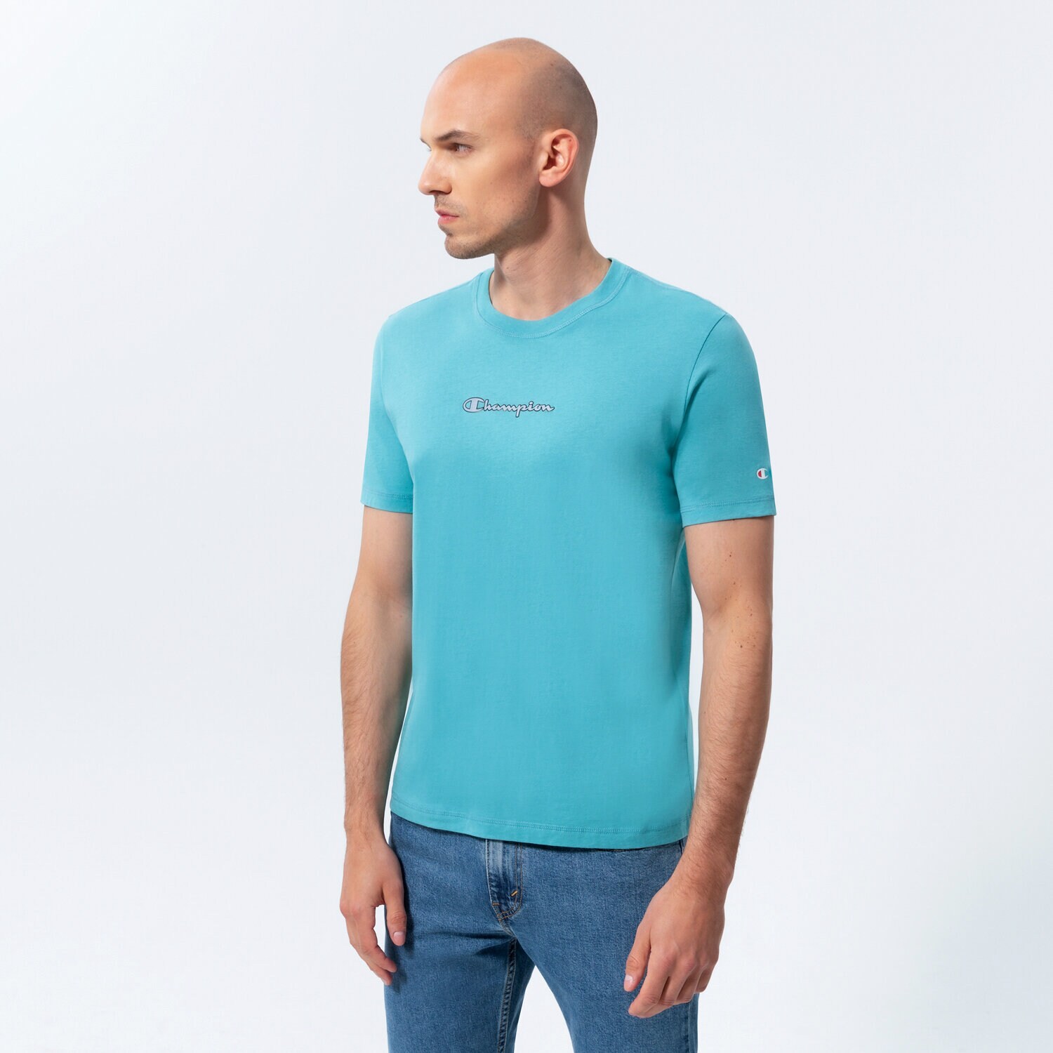 pánské tričko CHAMPION TRIČKO CREWNECK TRIČKO 217219BS148 ZELENÁ