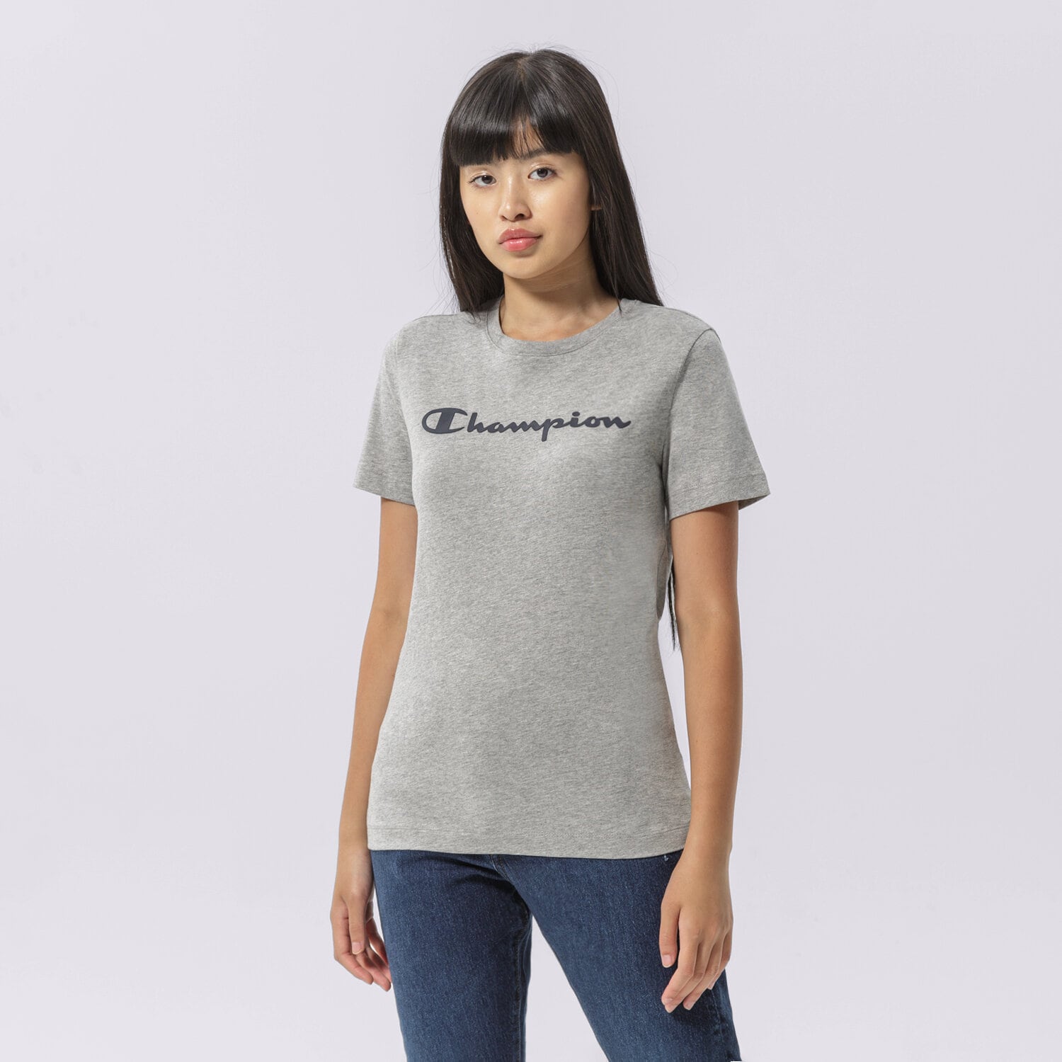 dámské tričko CHAMPION TRIČKO CREWNECK TRIČKO 114911EM006 ŠEDÁ