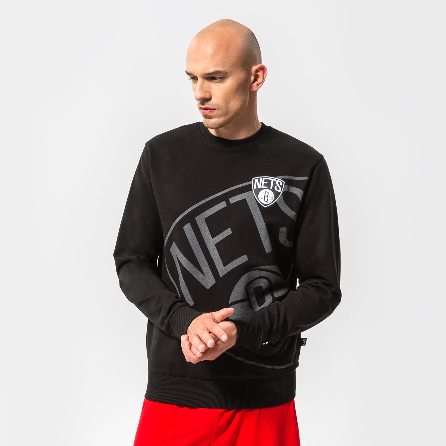 pánská mikina NEW ERA MIKINA WASHED GRAPHIC NETS BROOKLYN NETS BLK 13083868 ČERNÁ