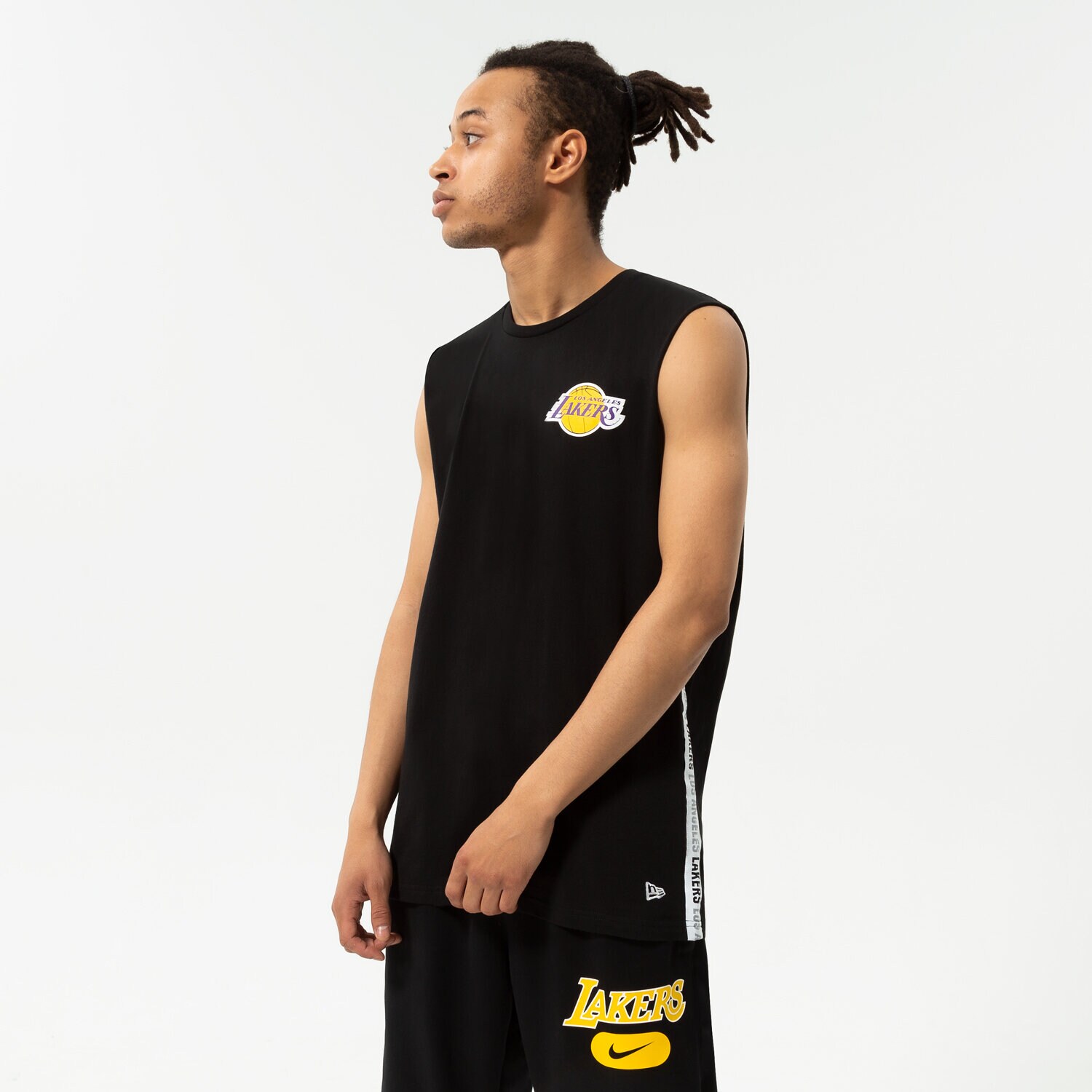 pánská košile NEW ERA TOP NBA LEFT CHST LOGO LAKERS BLK 13083912 ČERNÁ