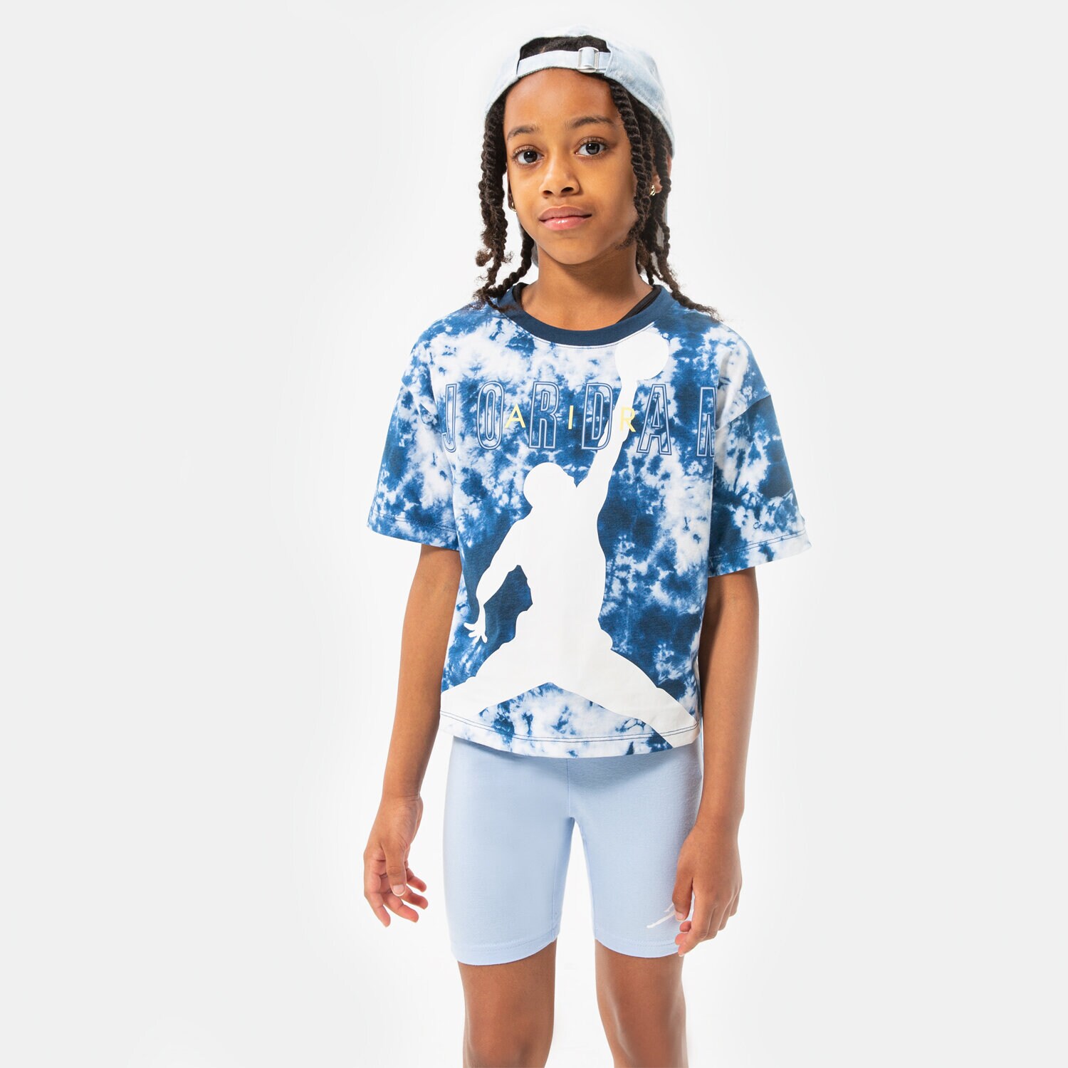 dětské tričko JORDAN TRIČKO SKY DYE JUMPMAN TEE GIRL 45B550-BAJ MODRÁ