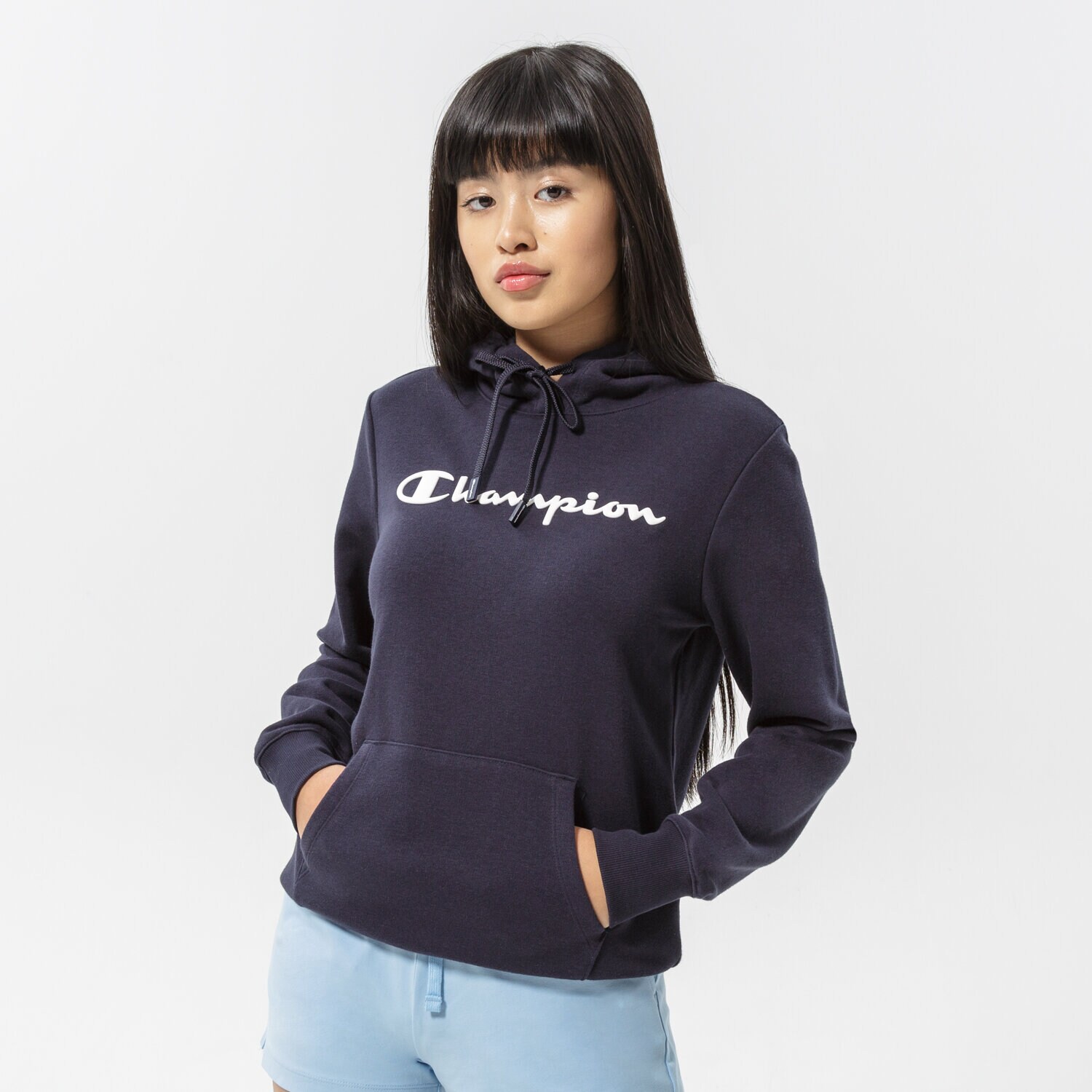 dámská mikina CHAMPION MIKINA S KAPUCÍ HOODED SWEATSHIRT 114858BS501 TMAVOMODRÁ