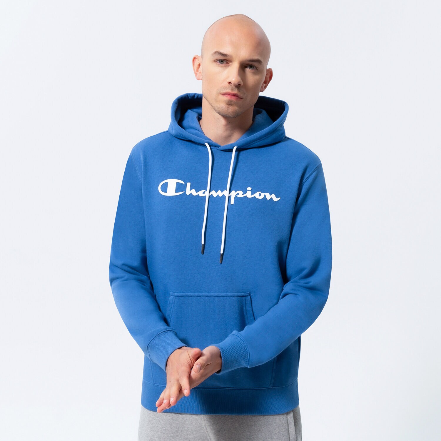 pánská mikina CHAMPION MIKINA S KAPUCÍ HOODED SWEATSHIRT 217142BS007 MODRÁ
