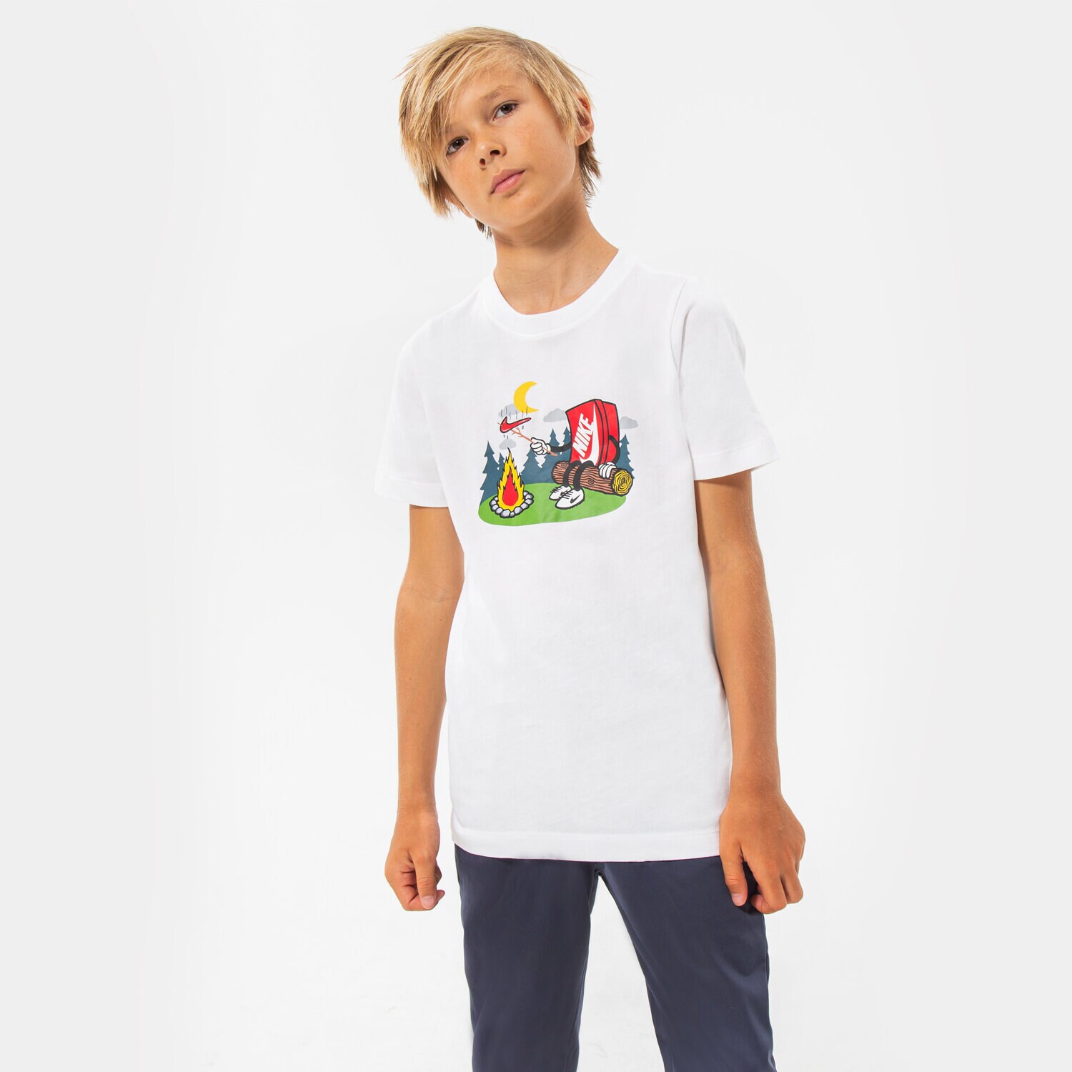 dětské tričko NIKE TRIČKO B NSW TEE BOXY 2 BOY DQ3855-100 BÍLÁ