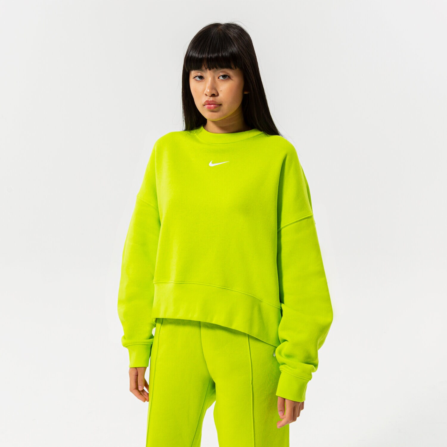 dámská mikina NIKE MIKINA W NSW ESSNTL CLCTN FLC OS CRW DJ7665-321 ZELENÁ