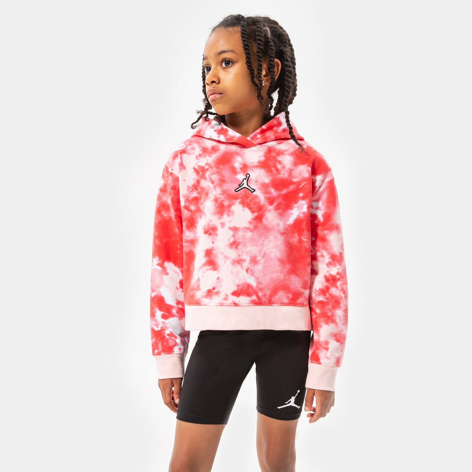 dětská mikina JORDAN MIKINA S KAPUCÍ ESSENTIALS SMOKE DYE PO GIRL 45B324-X24 RŮŽOVÁ