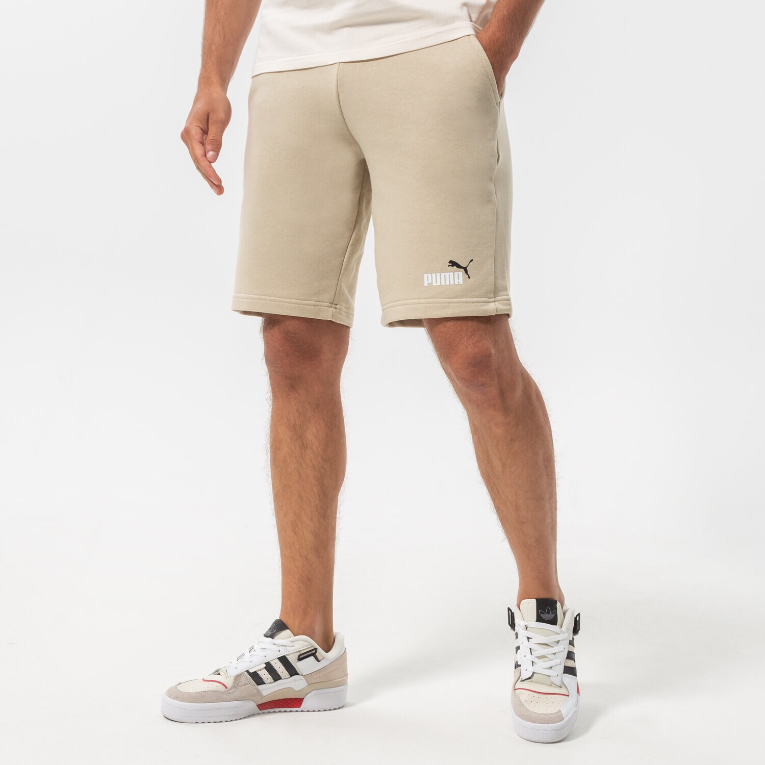 pánské kraťasy PUMA ŠORTKY  ESS+ 2 COL SHORTS 10" 586766 64 BÉŽOVÁ