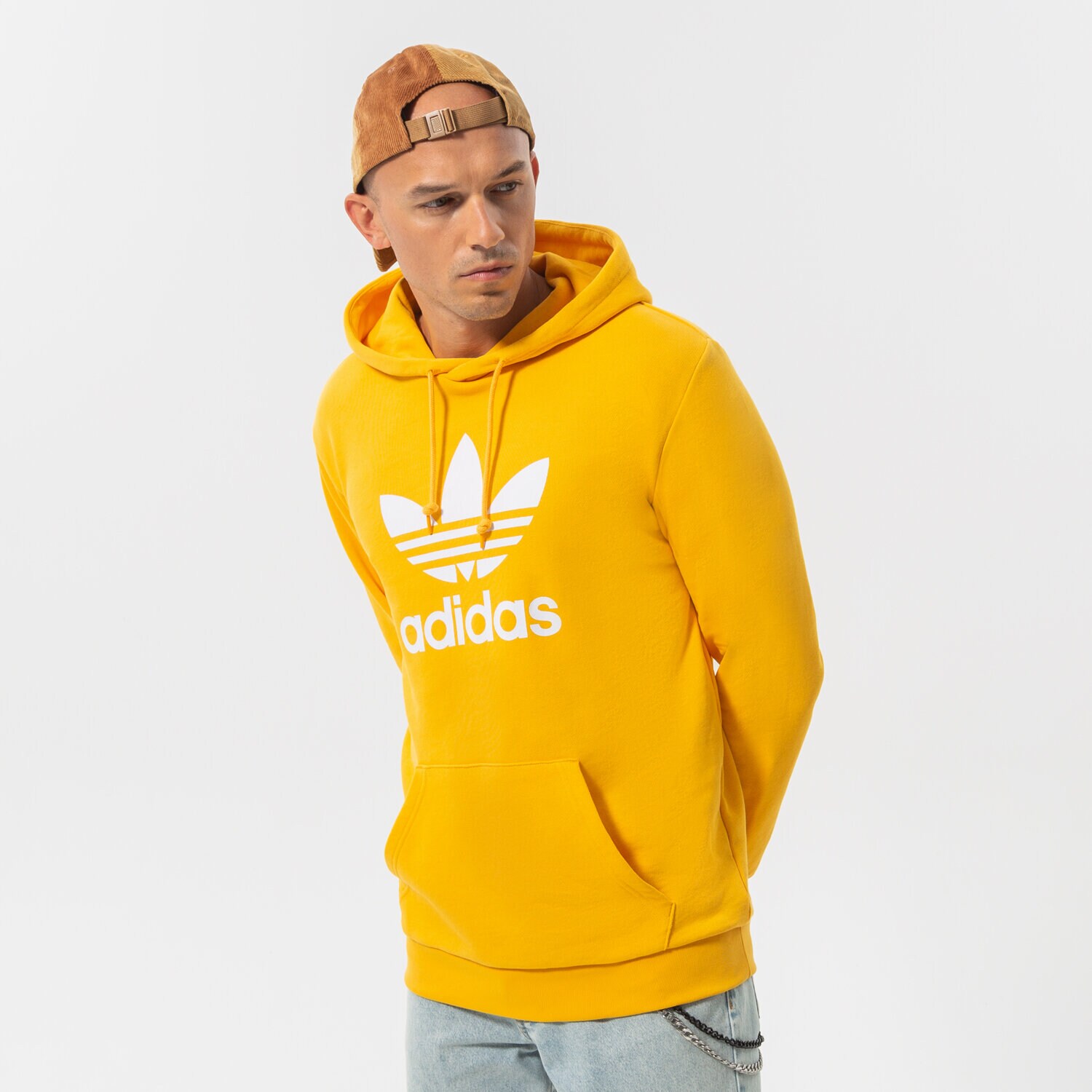 pánská mikina ADIDAS MIKINA S KAPUCÍ TREFOIL HOODY HE9499 ŽLUTÁ