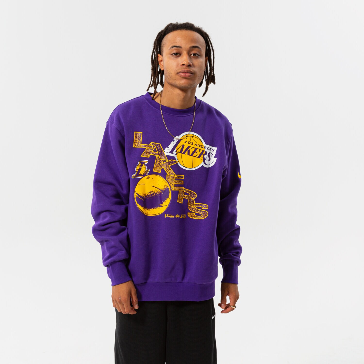 pánská mikina NIKE MIKINA LAL M NK CREW FLC CTS TEAM NBA DH9438-504 FIALOVÁ
