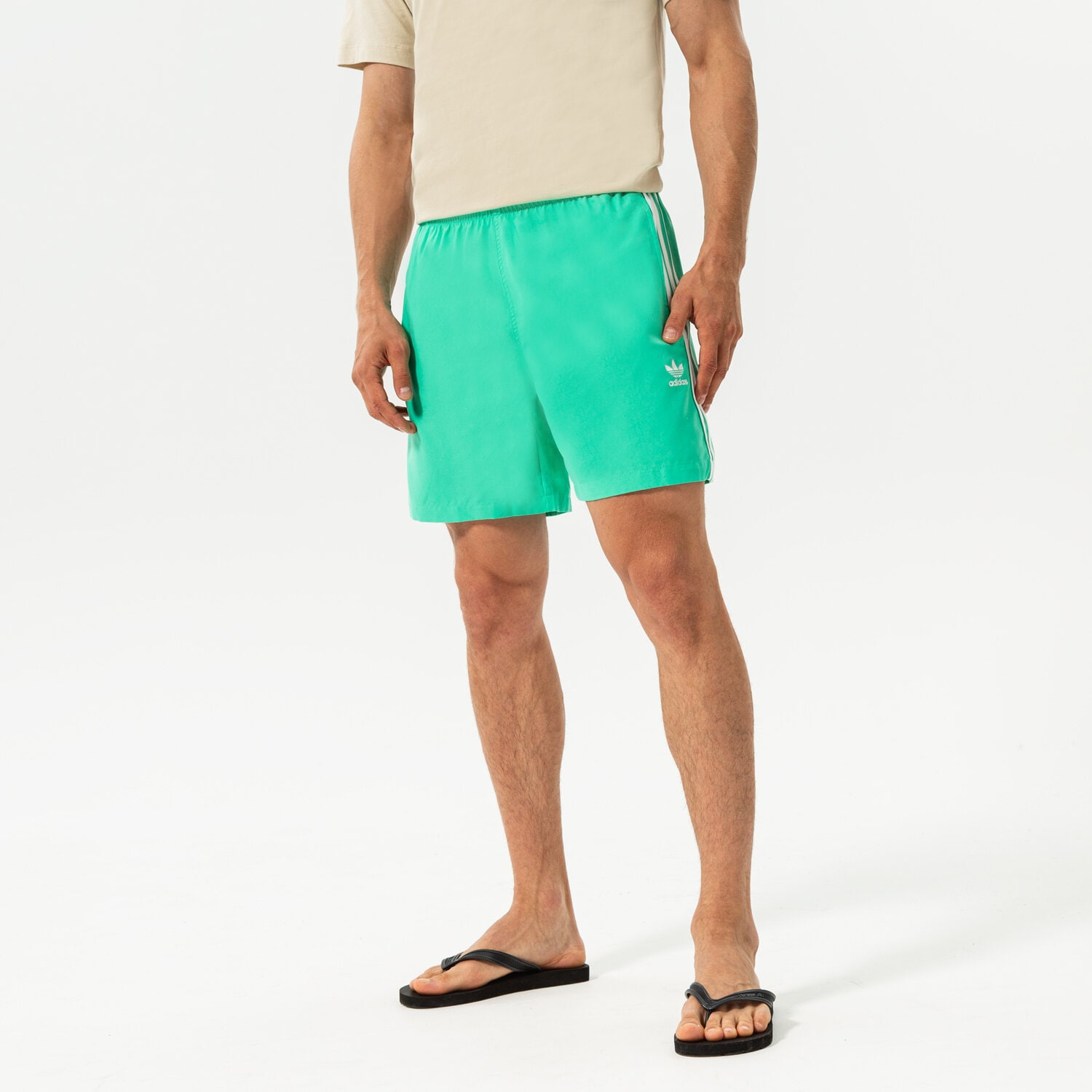 pánské kraťasy ADIDAS ŠORTKY  3-STRIPES SWIMS HF2119 ZELENÁ