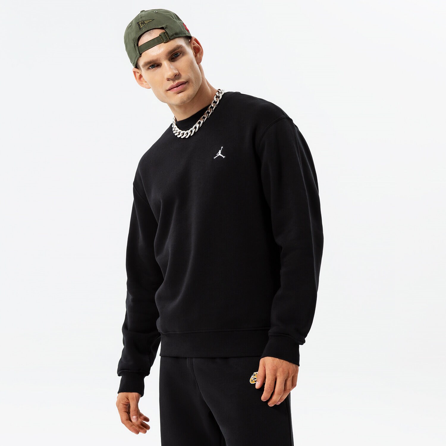 pánská mikina JORDAN MIKINA M J ESS FLC CREW DQ7520-010 ČERNÁ