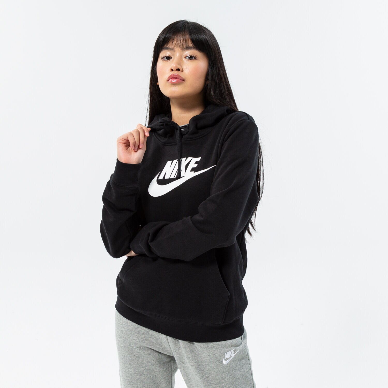 dámská mikina NIKE MIKINA S KAPUCÍ W   NSW CLUB FLC GX PO HDY STD DQ5775-010 ČERNÁ