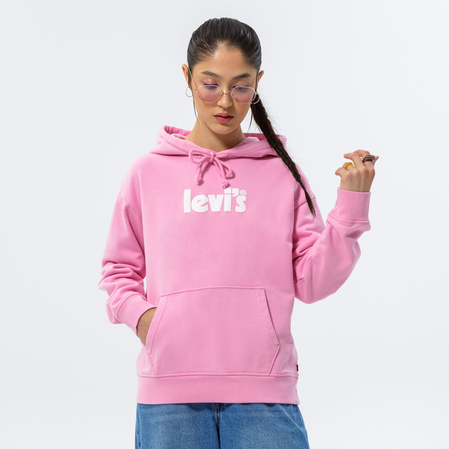 dámská mikina LEVI'S MIKINA S KAPUCÍ GRAPHIC STANDARD HOODIE 18487-0162 RŮŽOVÁ