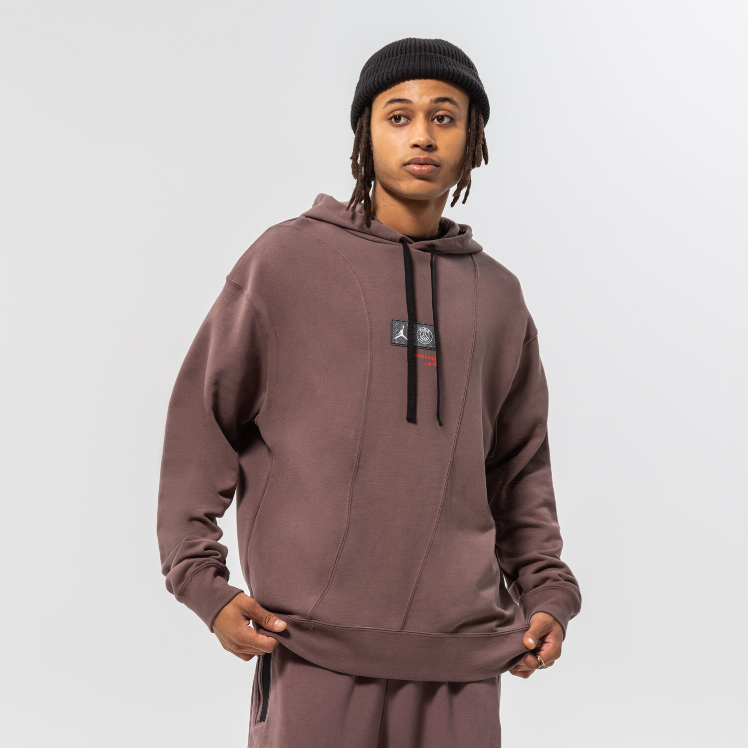 pánská mikina JORDAN MIKINA S KAPUCÍ M J PSG FLC PO DM3096-291 HNĚDÁ