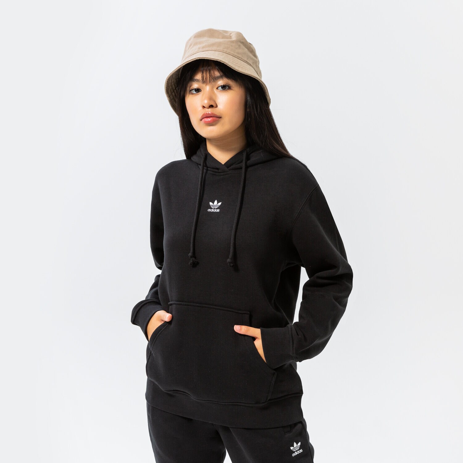 dámská mikina ADIDAS ESSENTIAL FLEECE OVERHEAD HOODIE  H34725 ČERNÁ