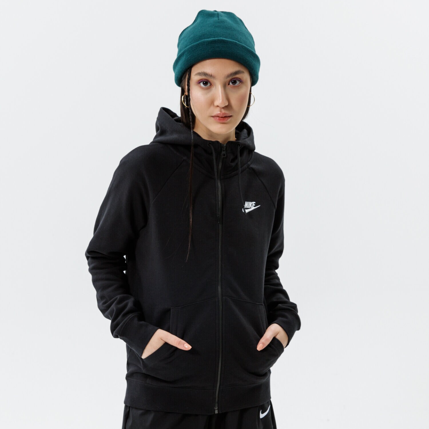 dámská mikina NIKE MIKINA ROZEPÍNACÍ S KAPUCÍ NIKE SPORTSWEAR ESSENTIAL BV4122-010 ČERNÁ